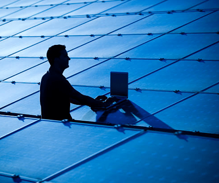 Person fixing panels